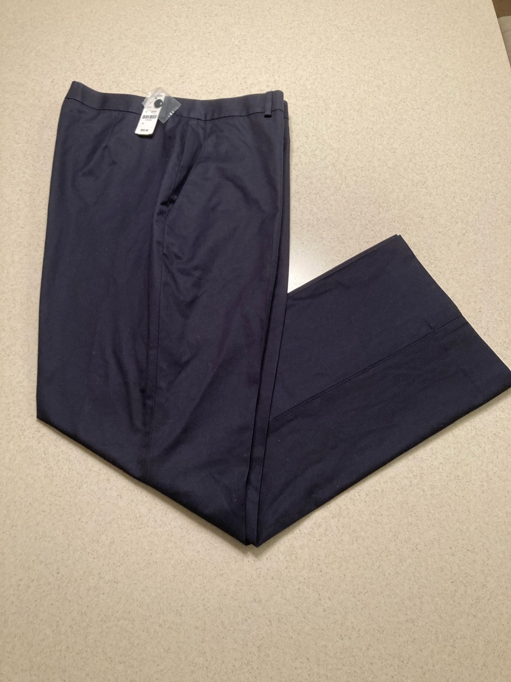 NWT Brooks Brothers Dark Navy Straight-Leg 100% Cotton Pants Women Size 14